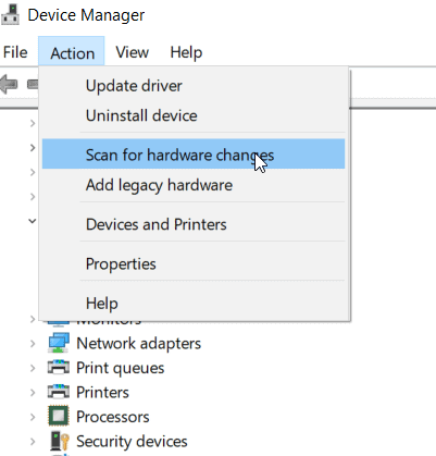 usb mouse not working on laptop - Device Manager showing Scan for hardware changes