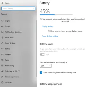 battery saver setting - my laptop battery won't hold its charge